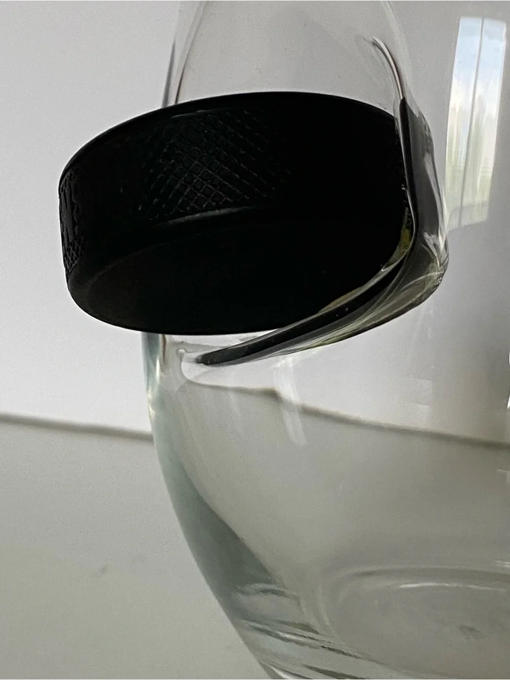 Original BenShot Wine Glass With Hockey Puck MADE IN USA Dad Wedding Gift Sporty
